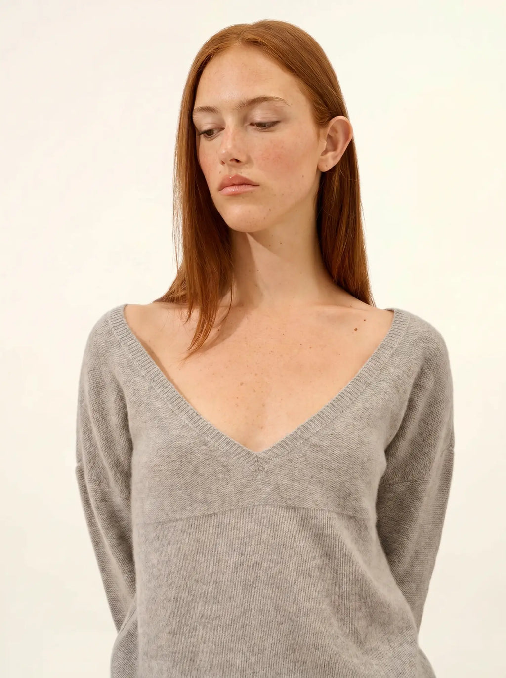 CASSIE pullover v-ausschnitt 4-fädig wolke meliert