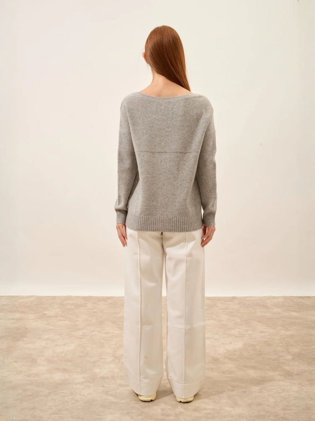 CASSIE pullover v-ausschnitt 4-fädig wolke meliert