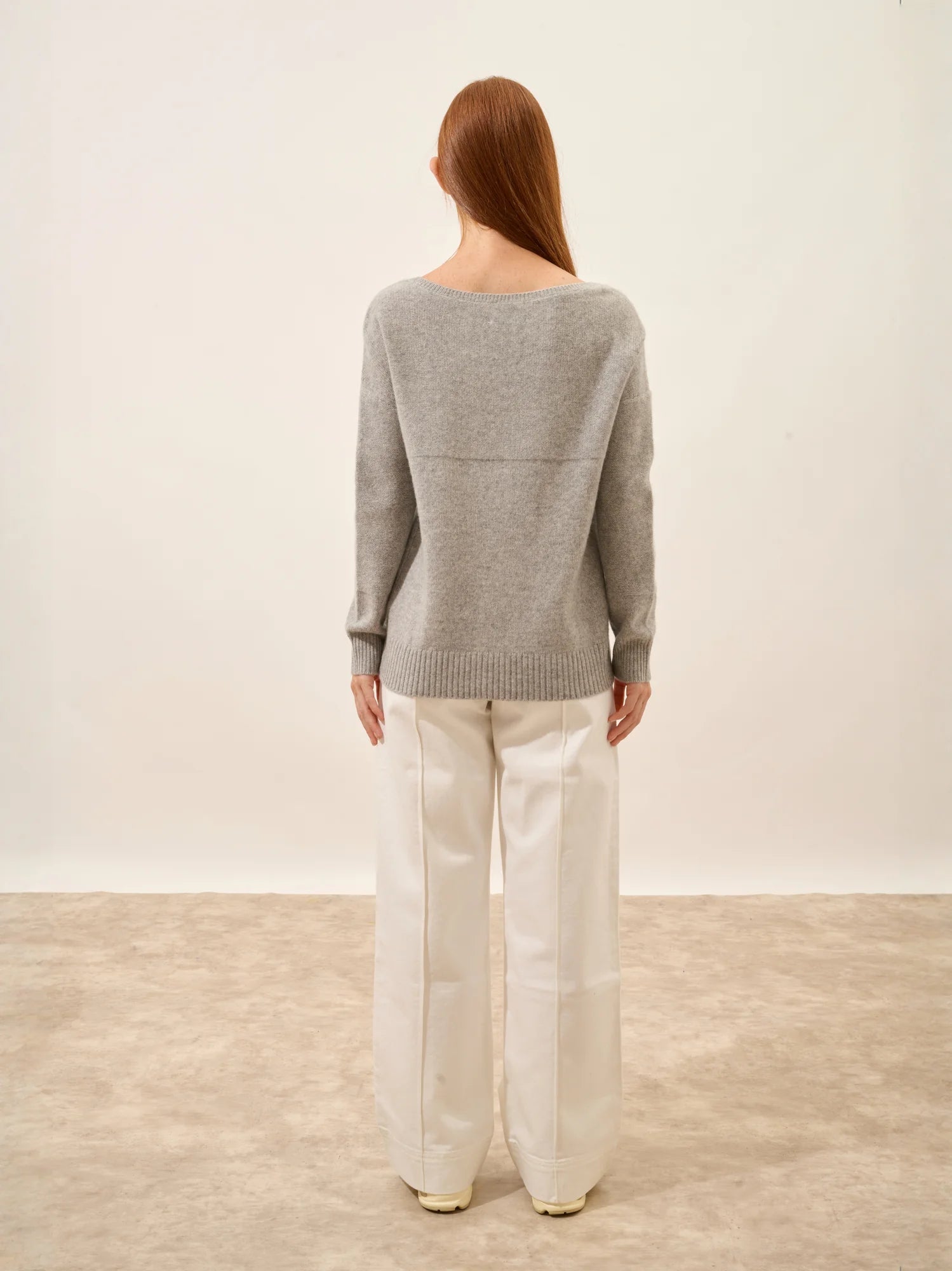 CASSIE pullover v-ausschnitt 4-fädig wolke meliert