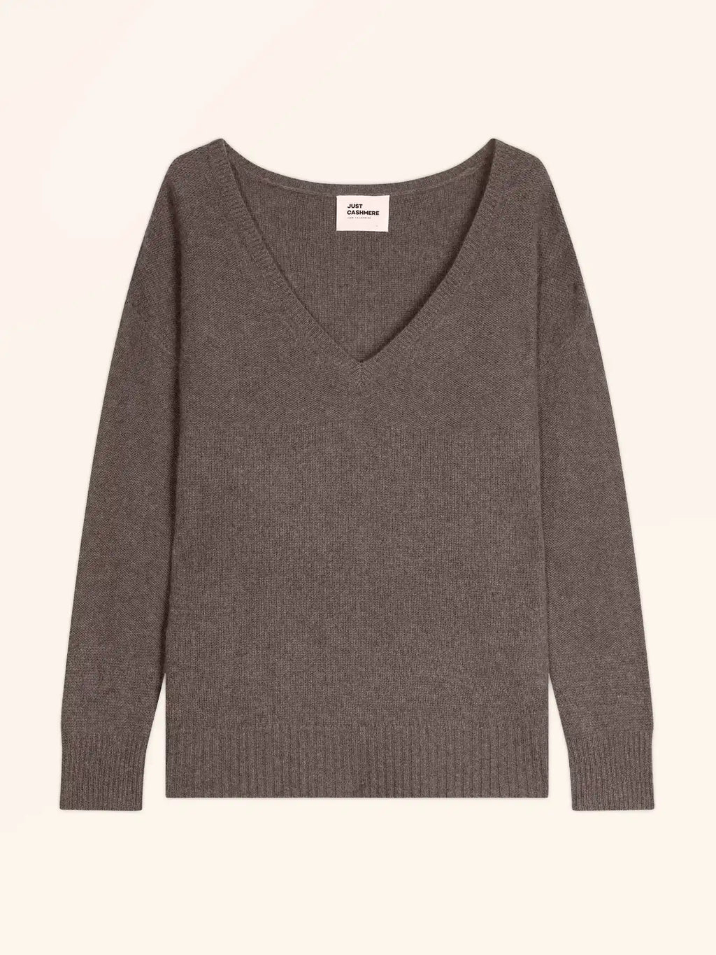 CASSIE pullover v-ausschnitt 4-fädig taupe meliert