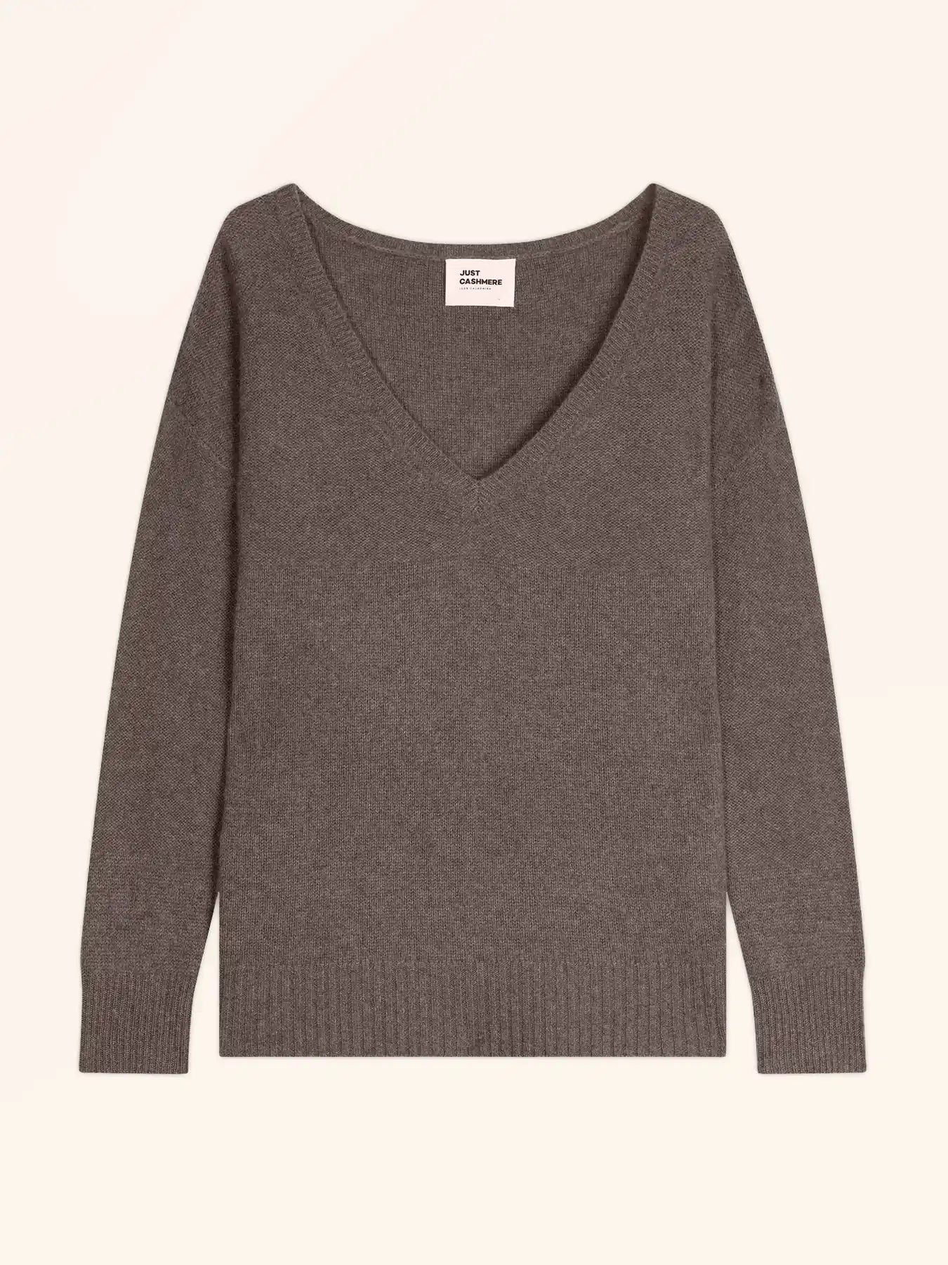 CASSIE pullover v-ausschnitt 4-fädig taupe meliert