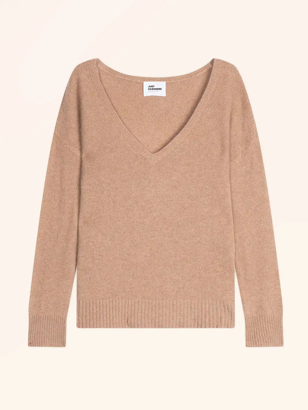 CASSIE pullover v-ausschnitt 4-fädig camel meliert