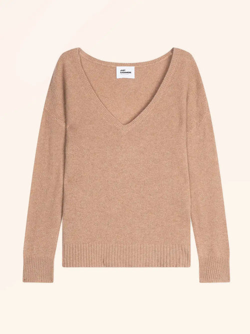 CASSIE pull col V 4 fils camel chiné