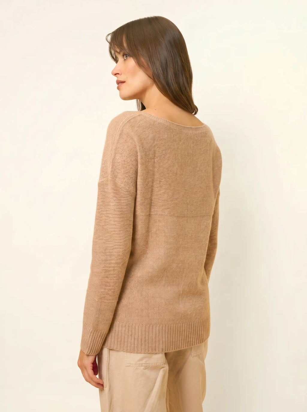 CASSIE pullover v-ausschnitt 4-fädig camel meliert