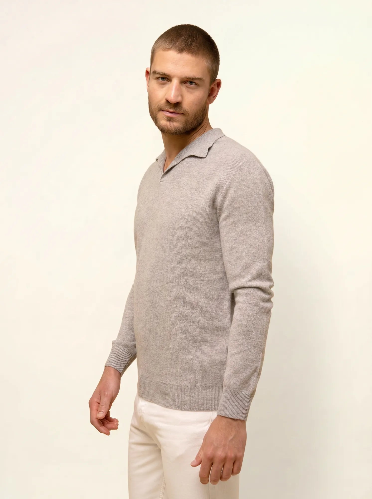 NOAH pullover polokragen offen wolke meliert