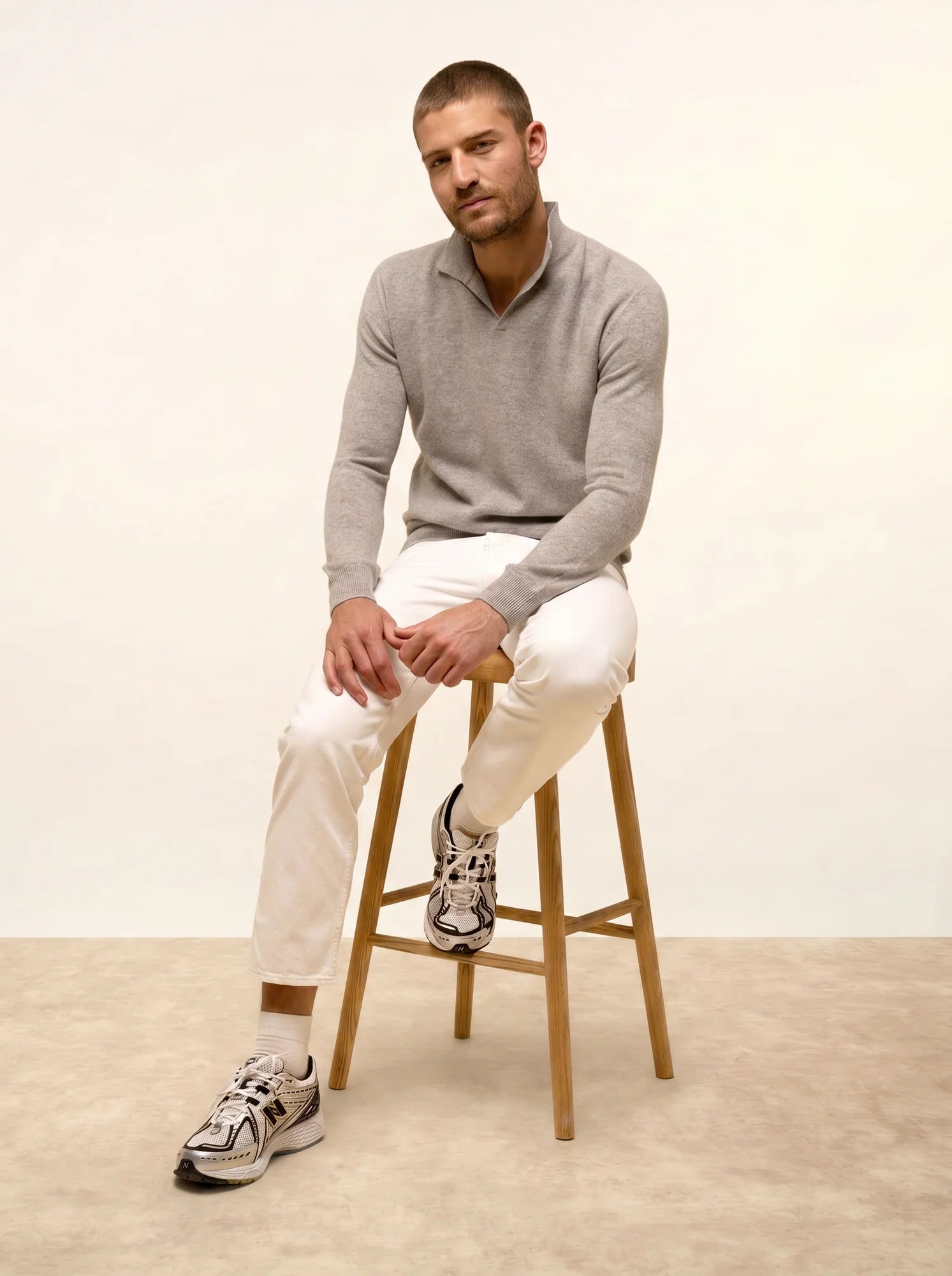 NOAH pullover polokragen offen wolke meliert