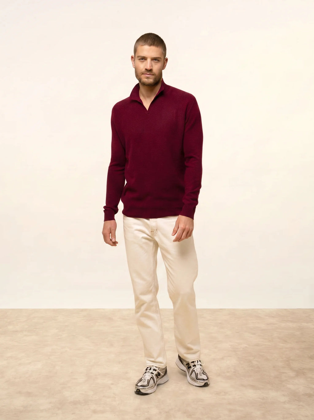 NOAH pull col polo ouvert bordeaux