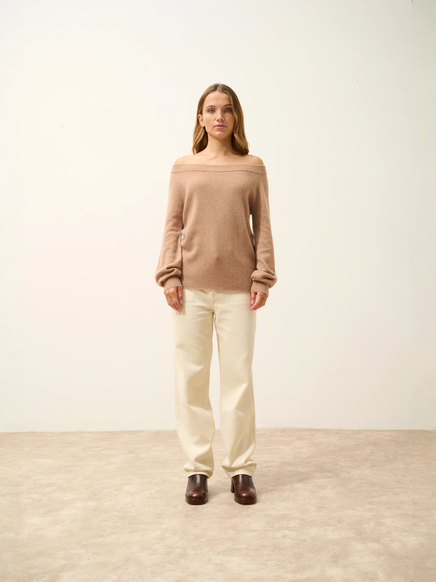 TONY pullover u-boot-ausschnitt camel meliert