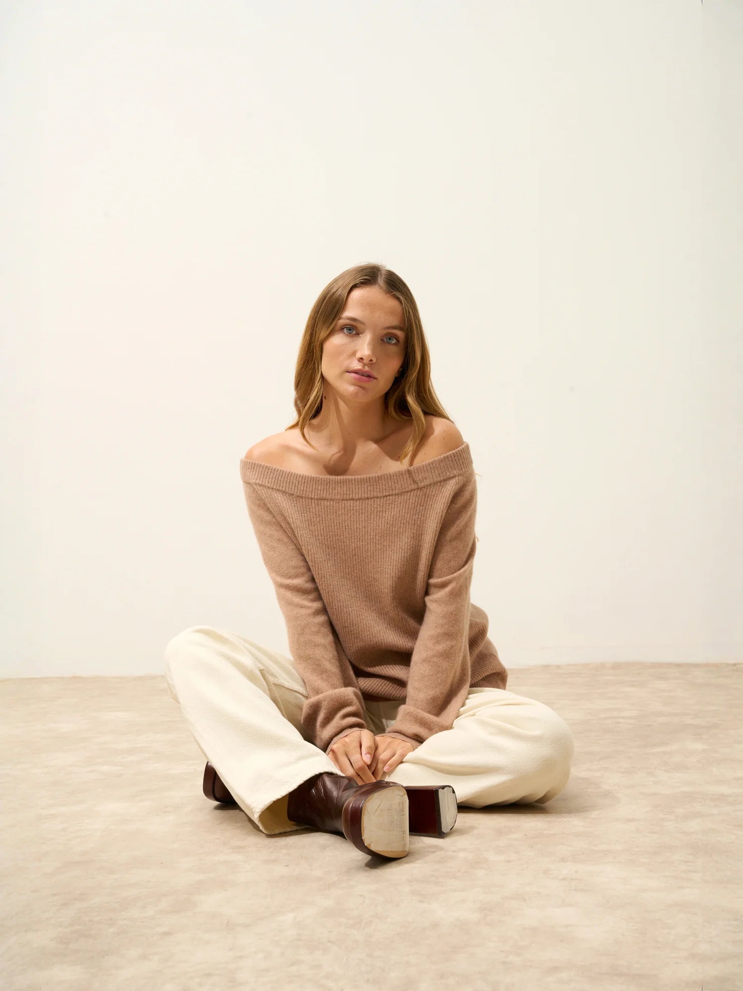 TONY pullover u-boot-ausschnitt camel meliert