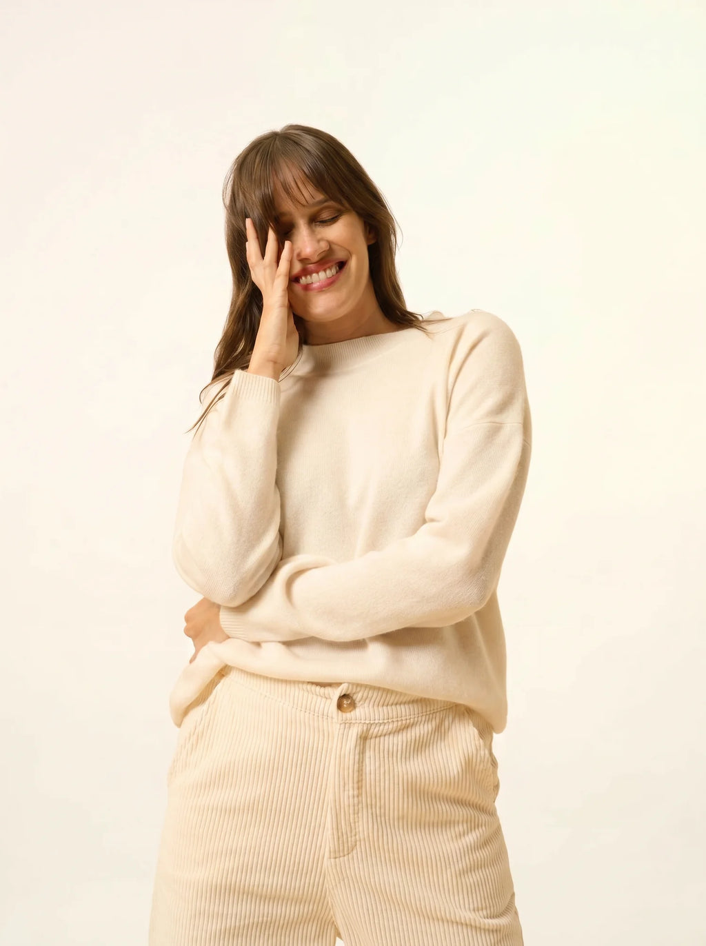KAYLA pullover rundhalsausschnitt elfenbein
