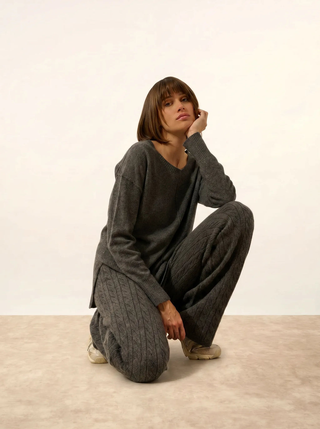 TESS pullover rundhalsausschnitt anthrazit meliert
