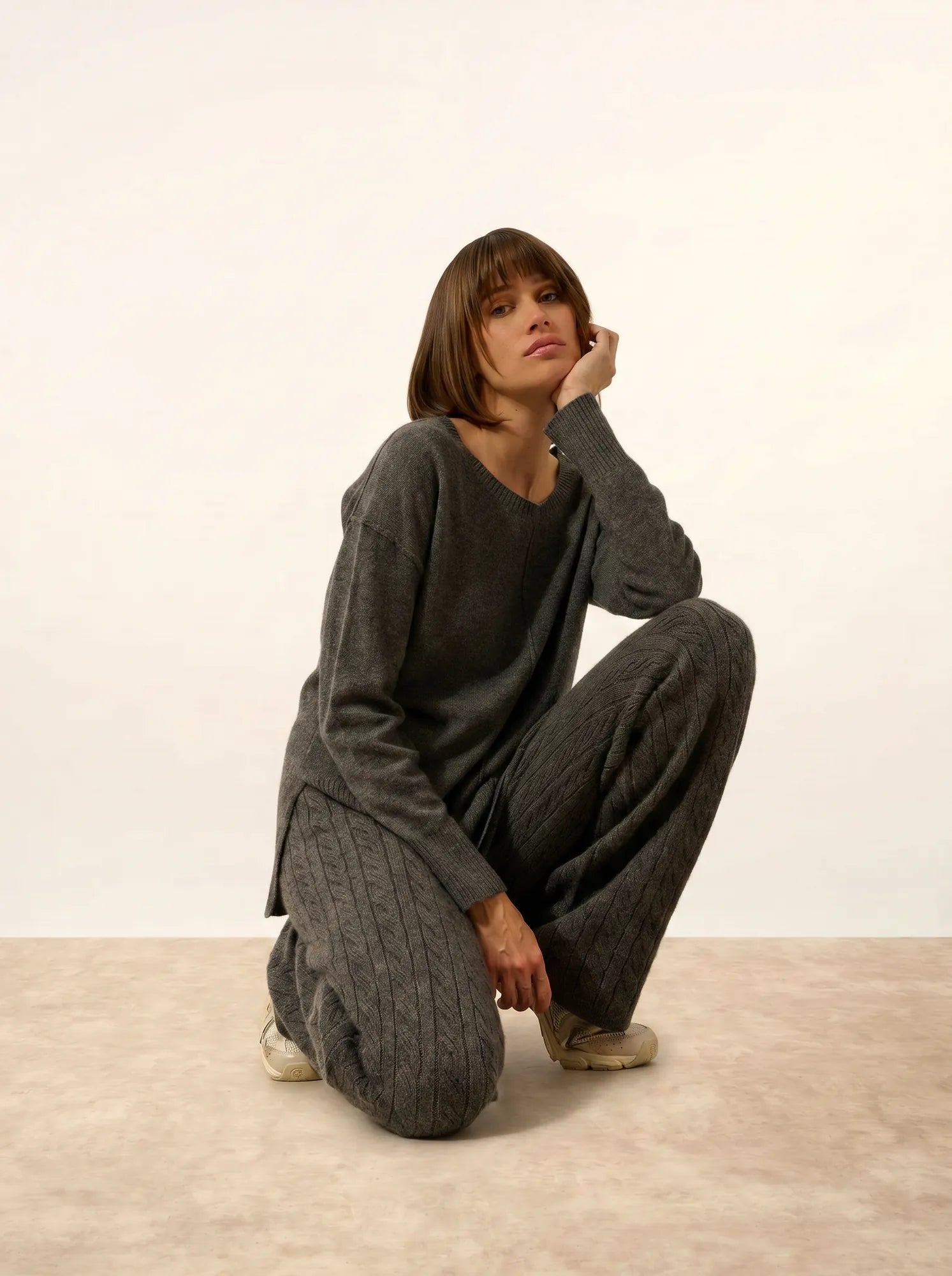 TESS pullover rundhalsausschnitt anthrazit meliert
