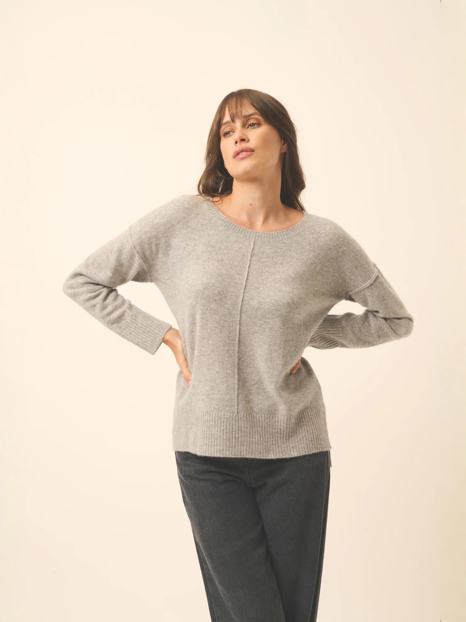 TESS pullover rundhalsausschnitt wolke meliert