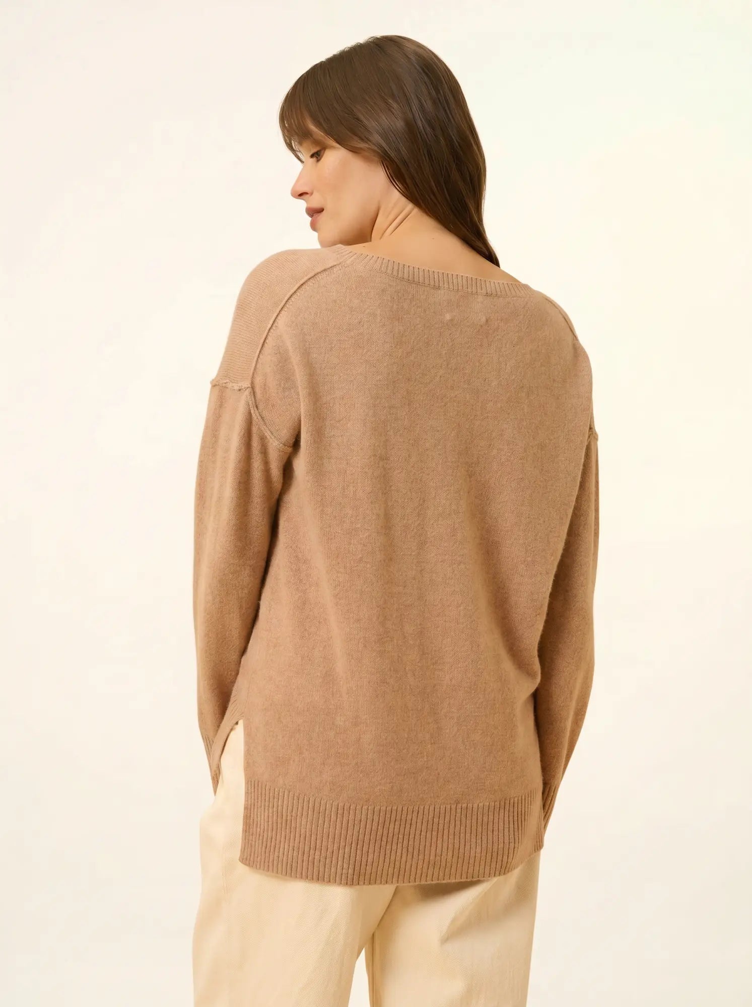TESS pullover rundhalsausschnitt camel meliert
