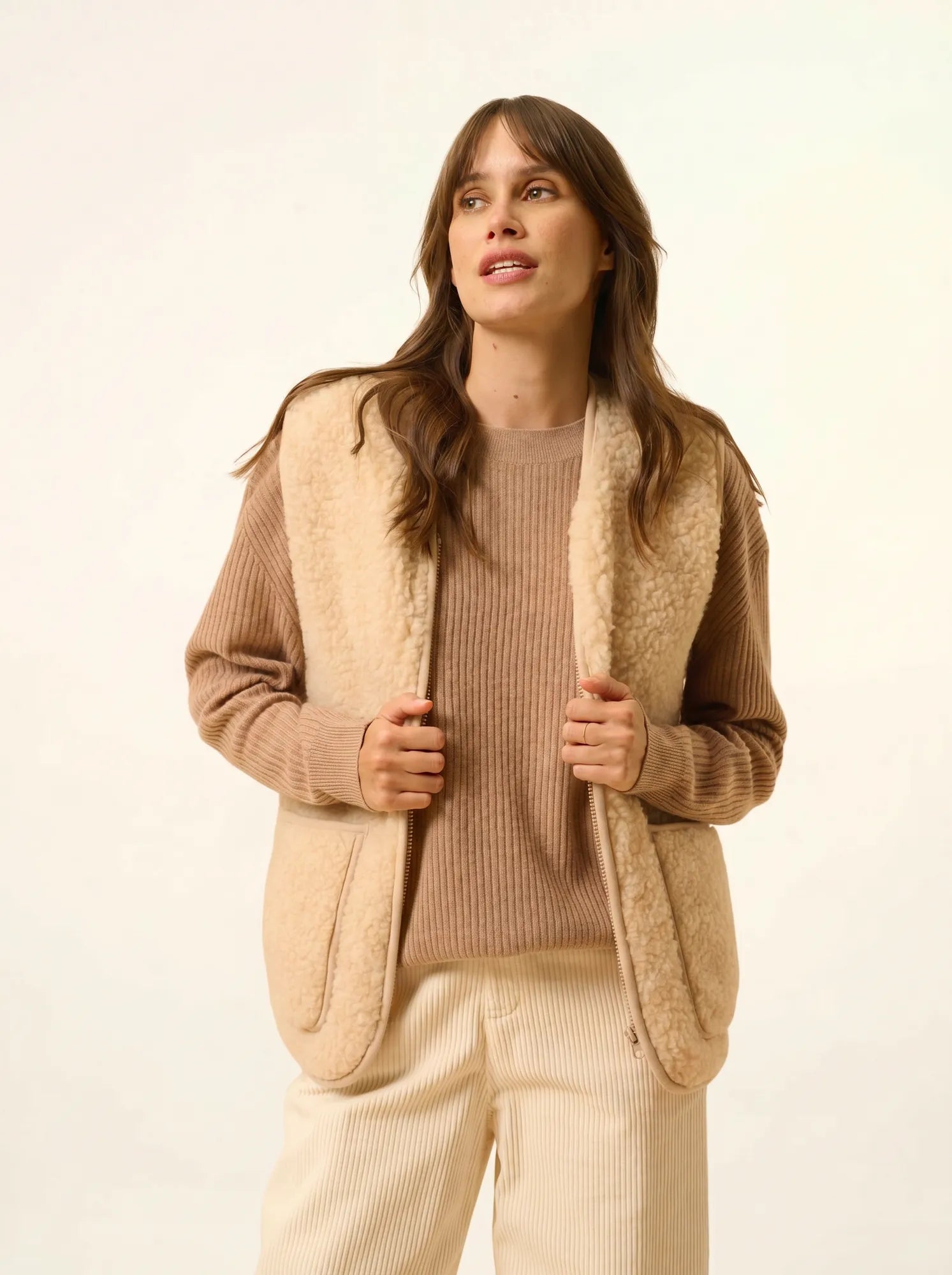 CHARLINE pull col rond camel chiné