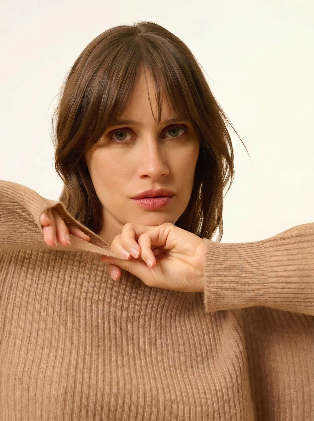 CHARLINE pullover rundhalsausschnitt camel meliert