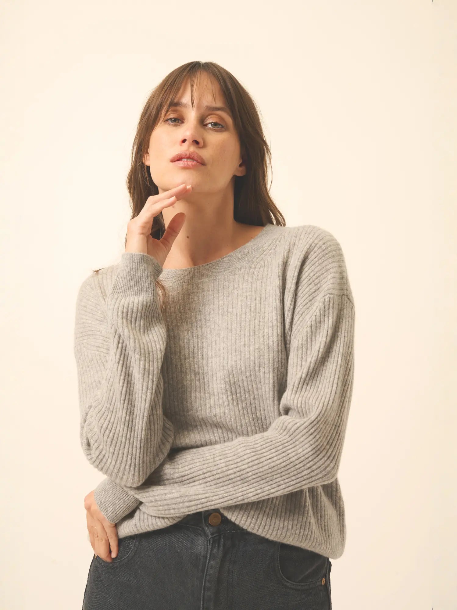 CHARLINE pullover rundhalsausschnitt wolke meliert