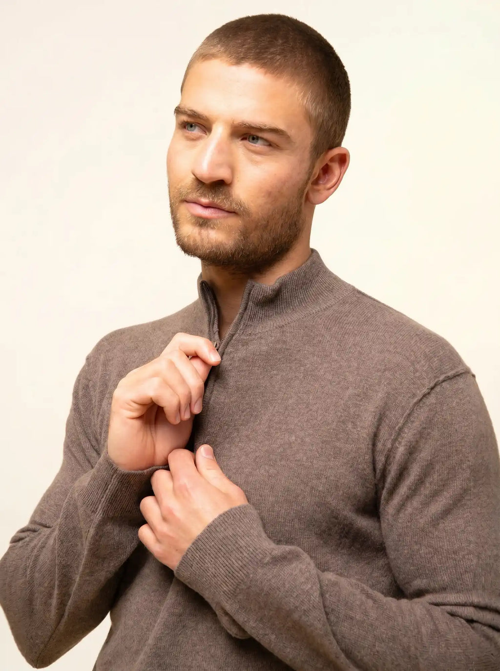 NOUR pullover dockermütze taupe meliert