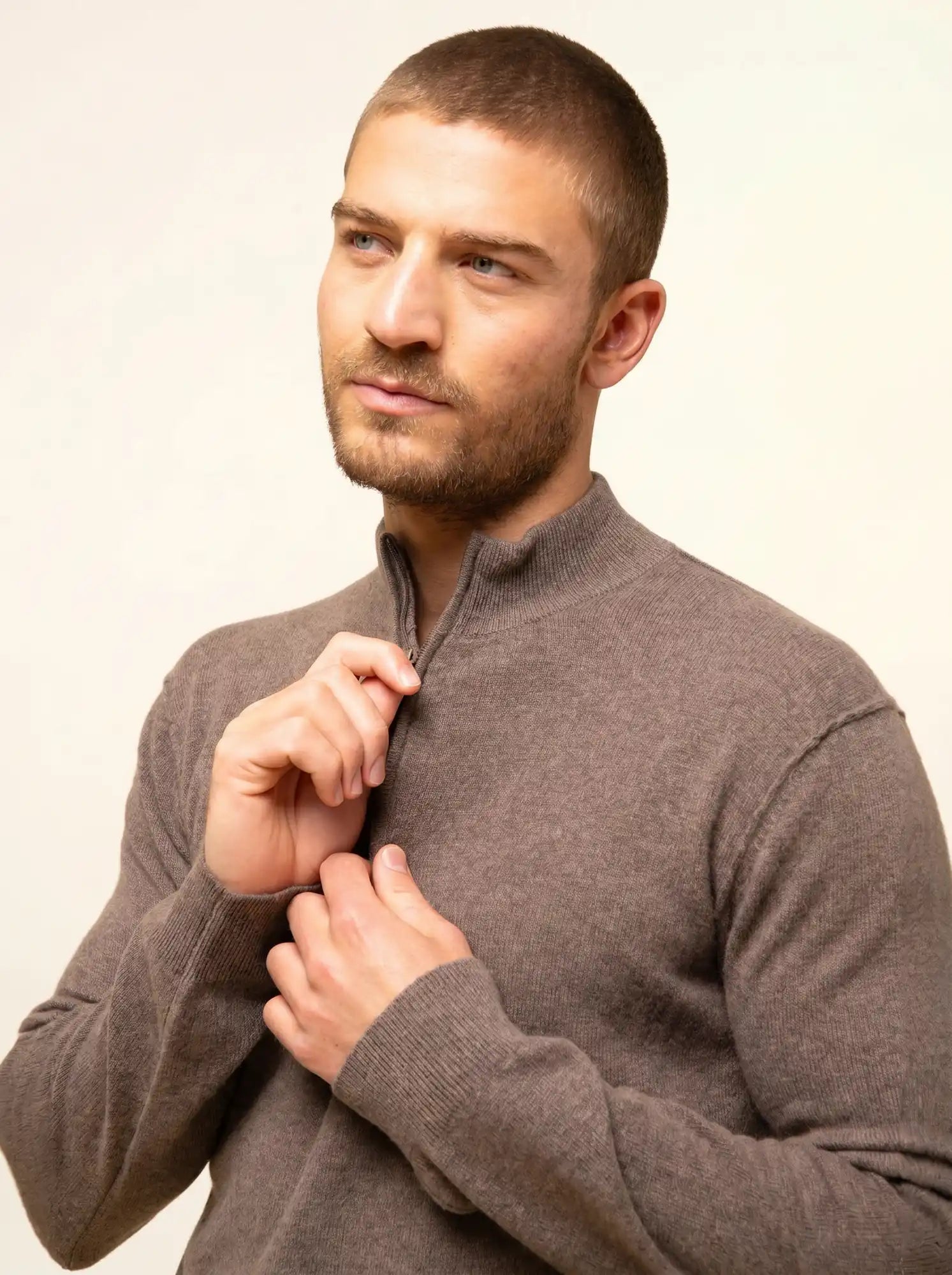 NOUR pullover dockermütze taupe meliert