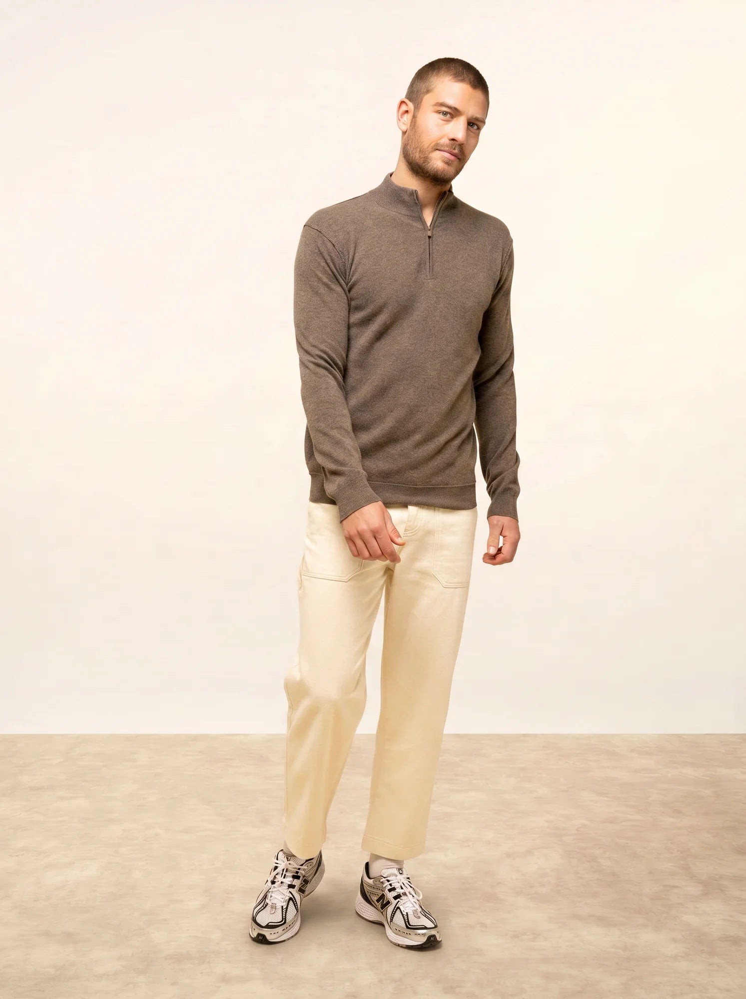 NOUR pullover dockermütze taupe meliert