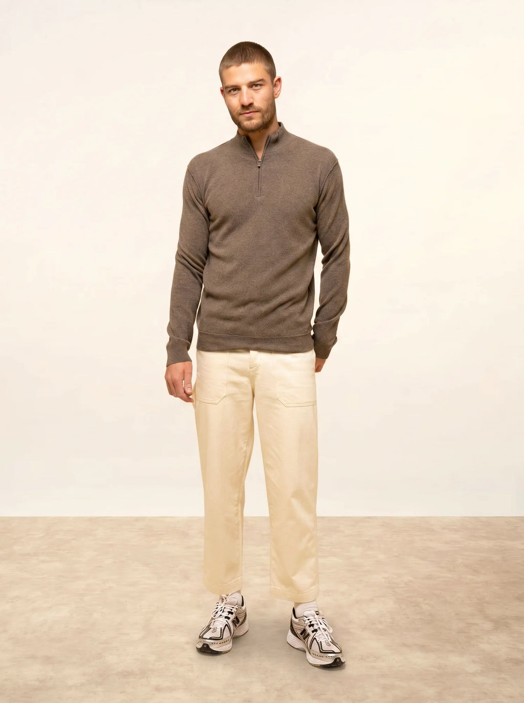 NOUR pullover dockermütze taupe meliert