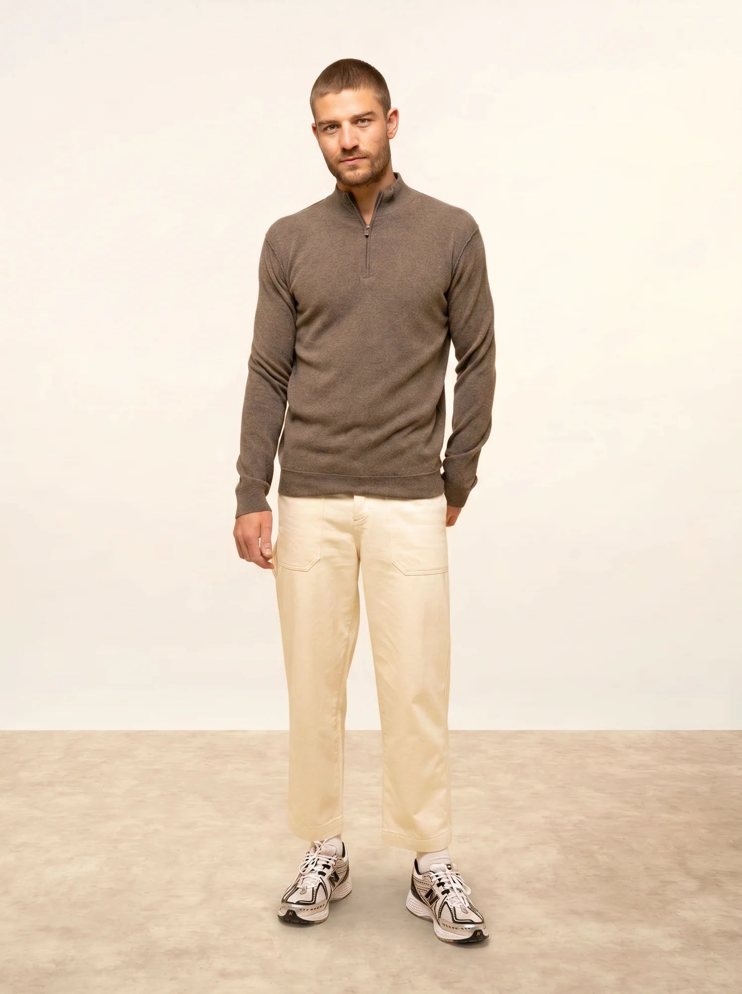 NOUR pullover dockermütze taupe meliert