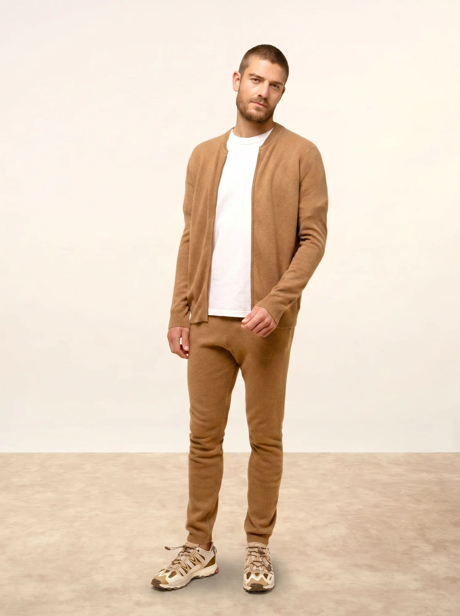 POLNOON gilet zippé col mao noisette