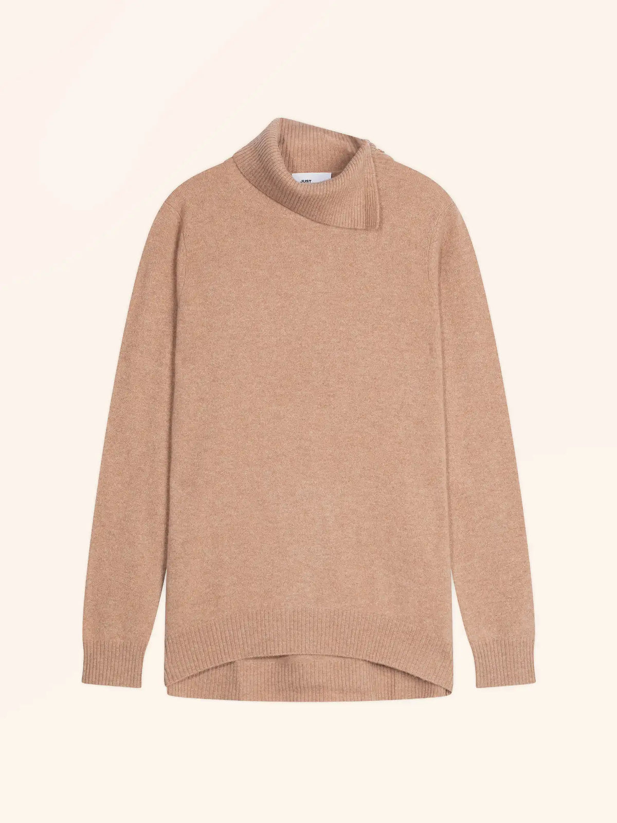 DUNDEE Sweater Turtleneck Buttoned Heather Camel