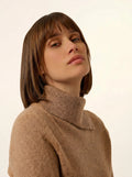 DUNDEE Sweater Turtleneck Buttoned Heather Camel