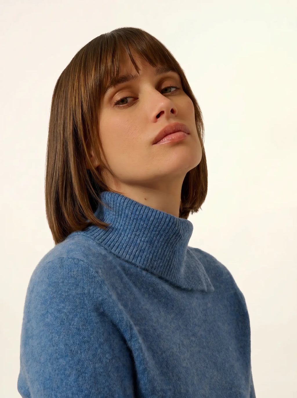 DUNDEE pullover rollkragen geknöpft blau denim