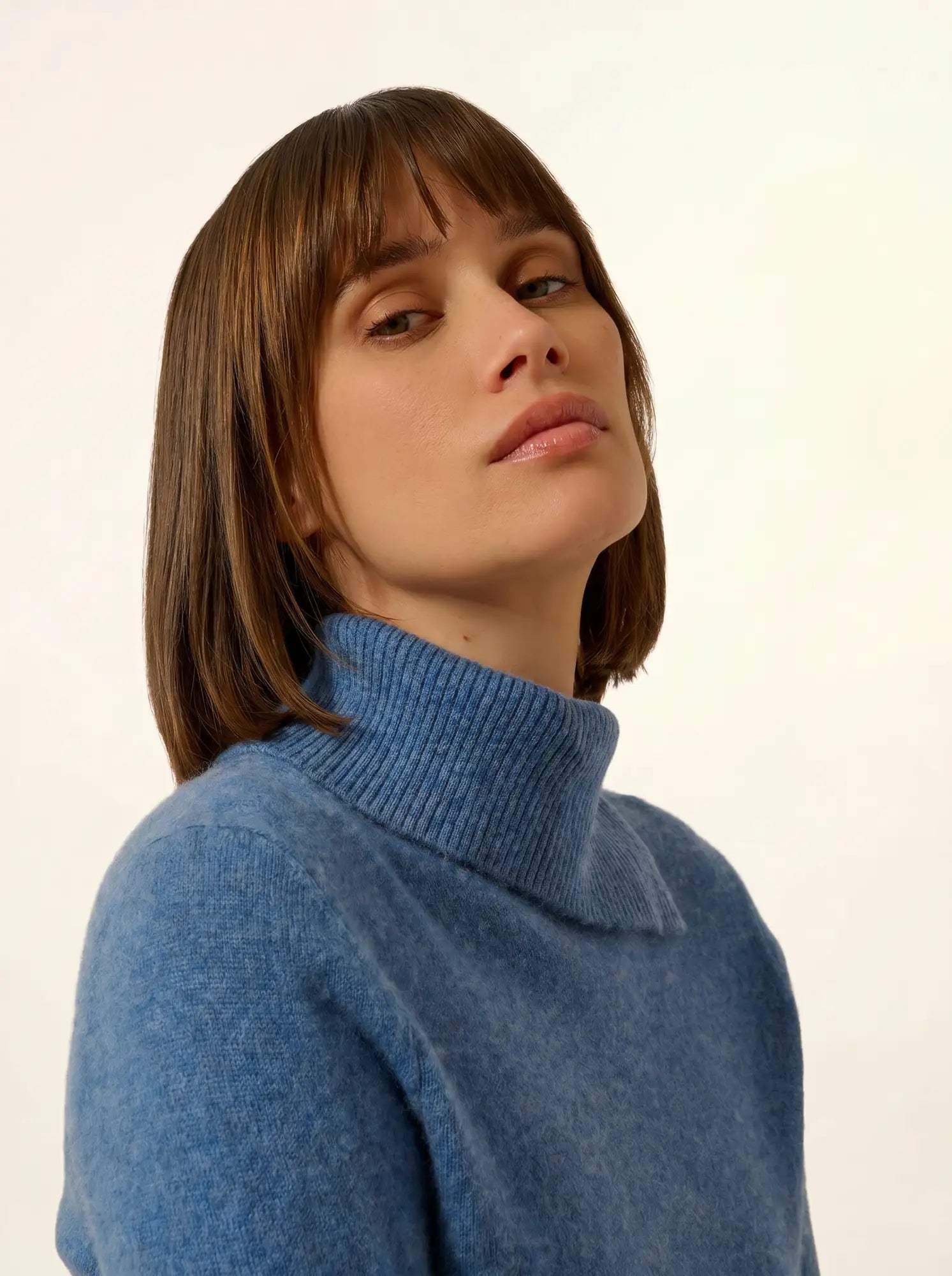 DUNDEE pullover rollkragen geknöpft blau denim