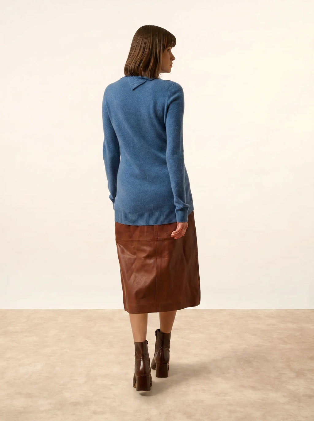 DUNDEE pullover rollkragen geknöpft blau denim
