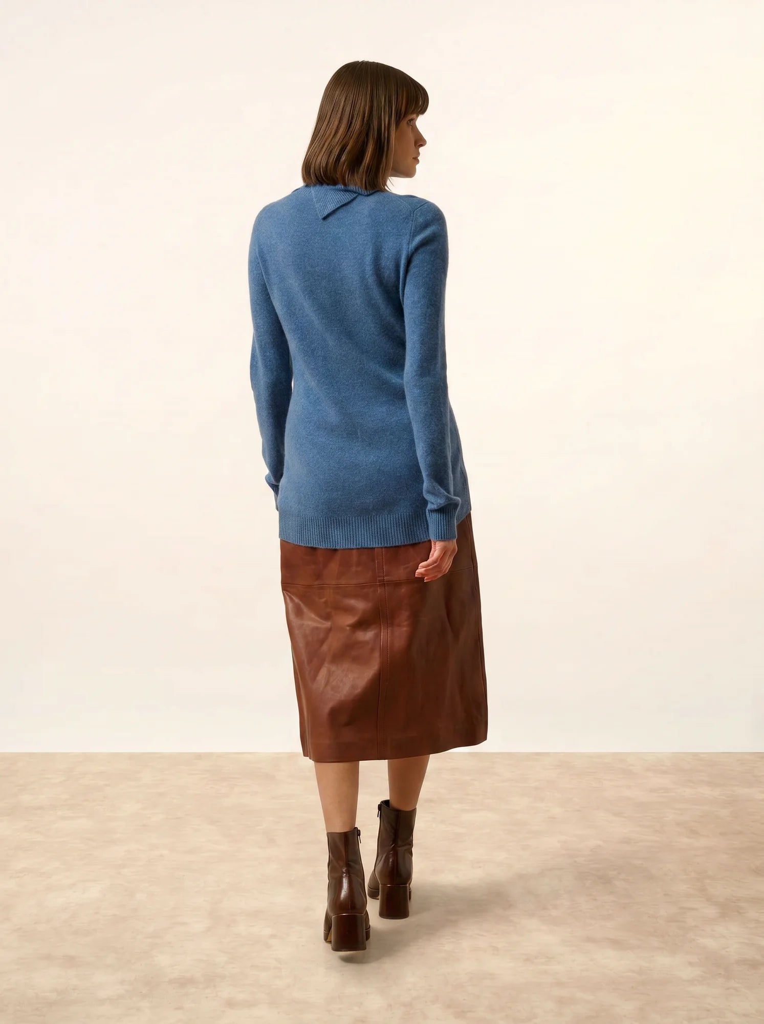DUNDEE pullover rollkragen geknöpft blau denim