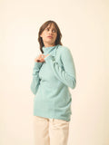 DUNDEE pullover rollkragen geknöpft aqua meliert