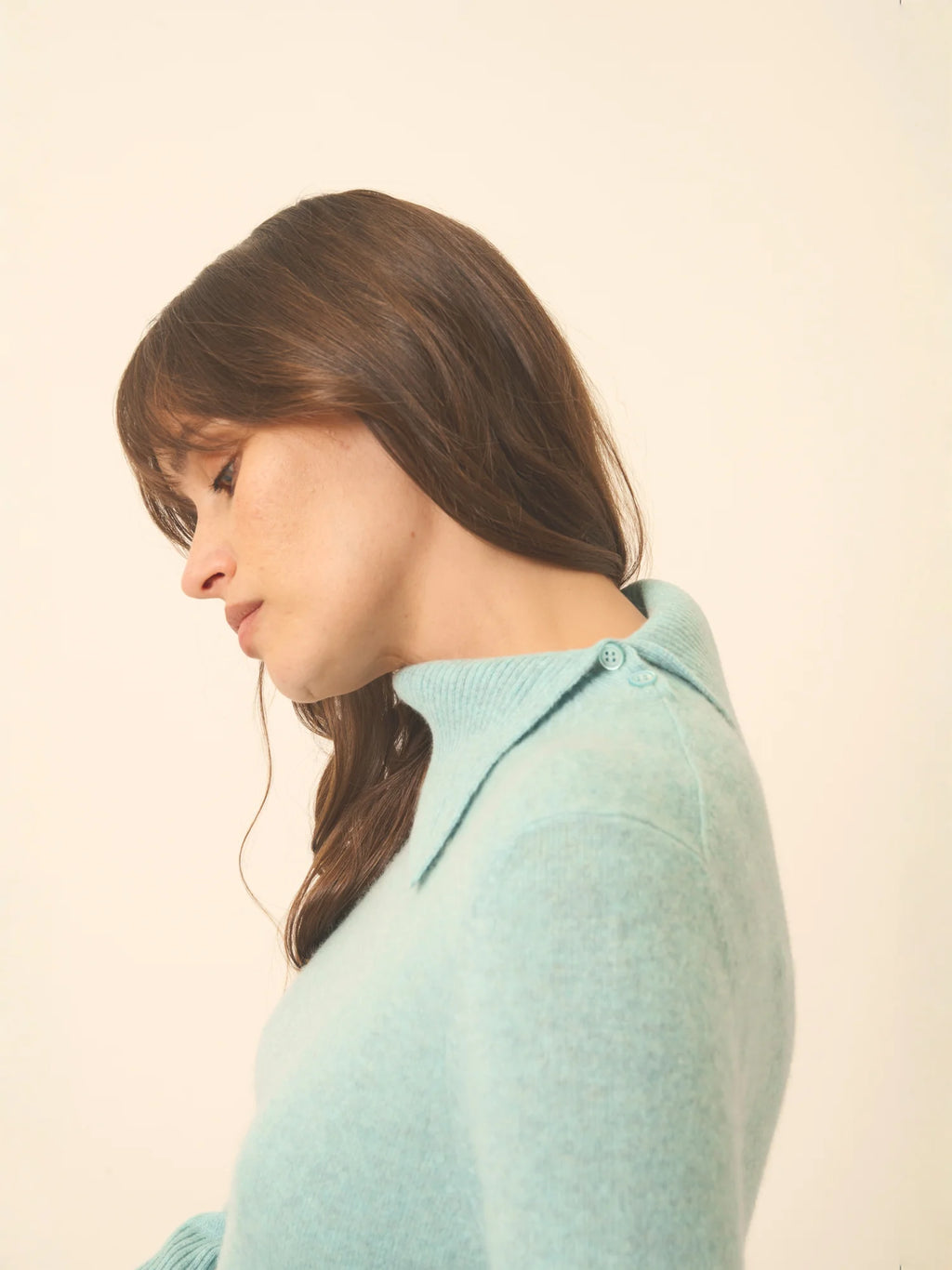 DUNDEE pullover rollkragen geknöpft aqua meliert
