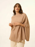 ALLOA cape offen rundhalsausschnitt camel meliert