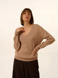 BIRSE pullover v-ausschnitt camel meliert