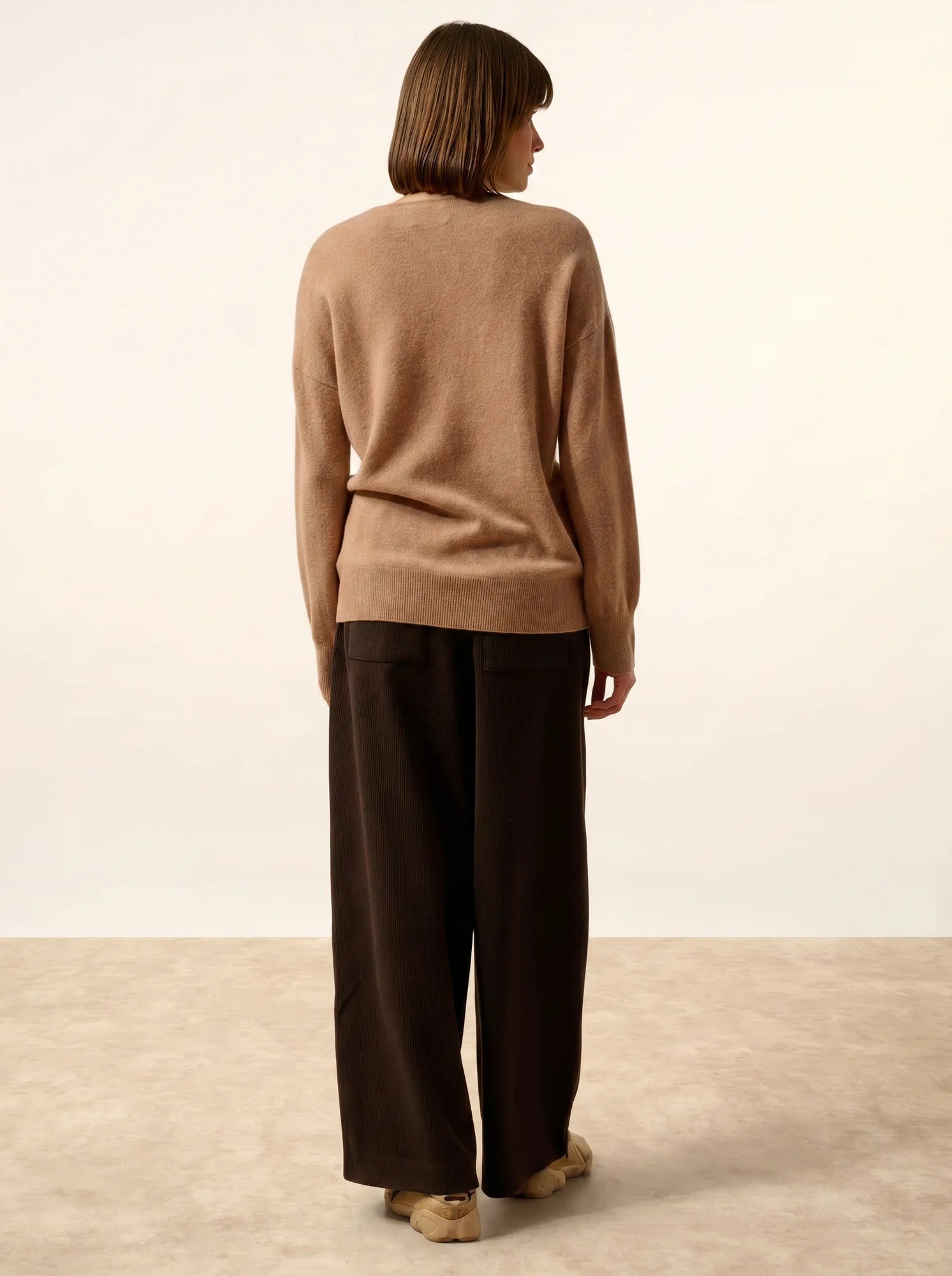 BIRSE pullover v-ausschnitt camel meliert