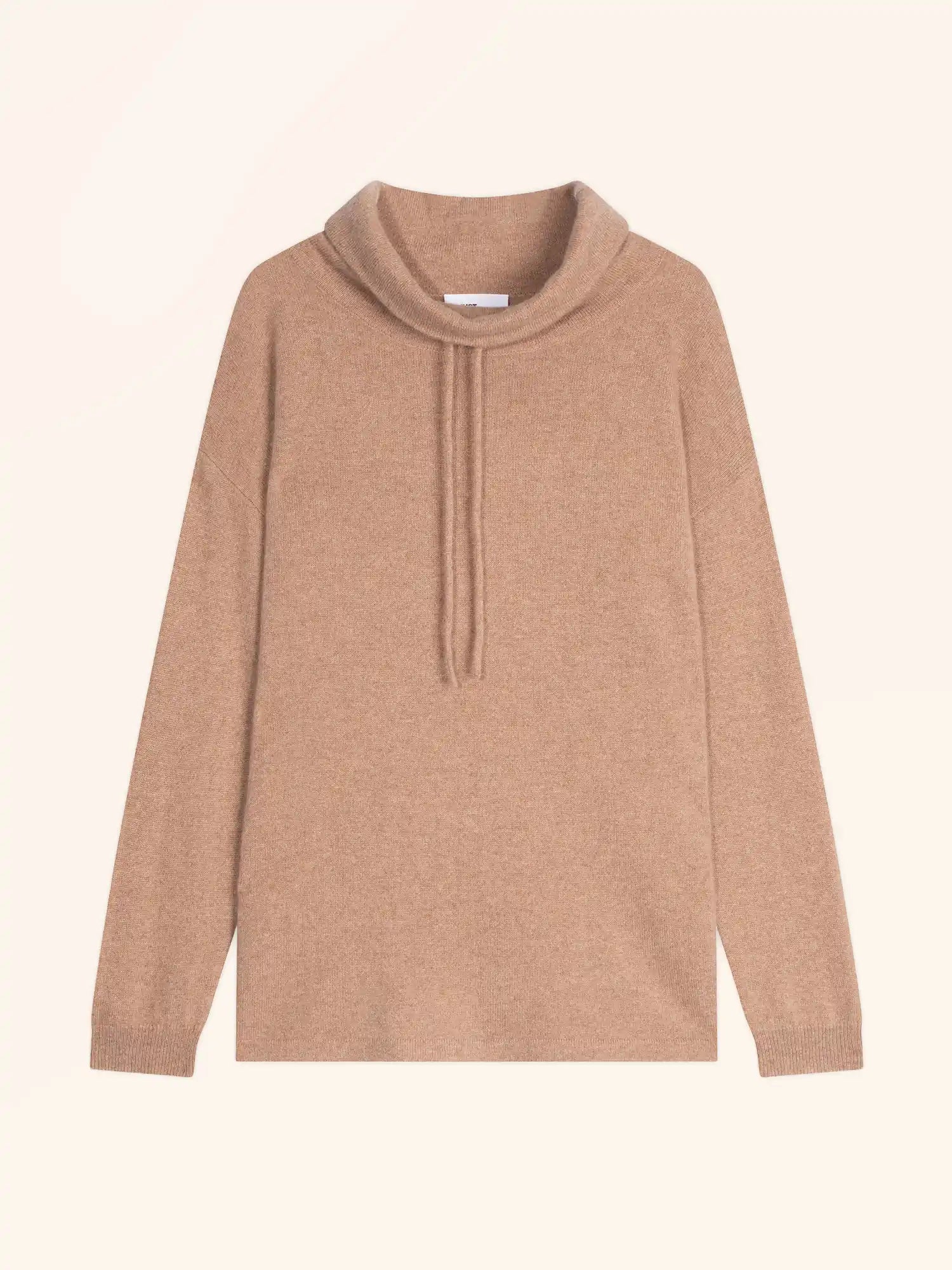MELROSE pullover stehkragen kordelzug seitenschlitze camel meliert