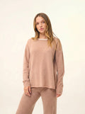 CLOLA pullover rundhalsausschnitt camel meliert