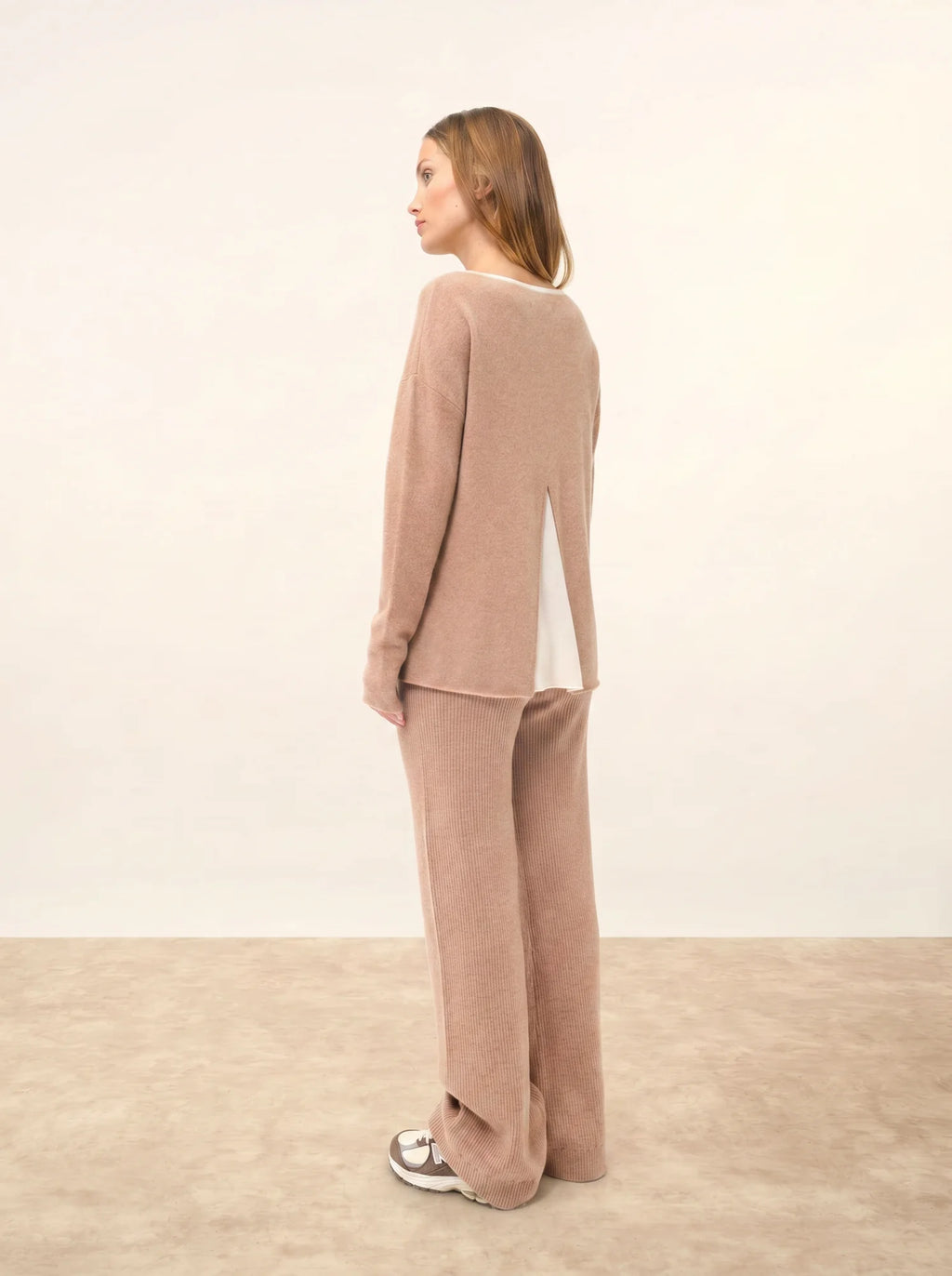 CLOLA pullover rundhalsausschnitt camel meliert