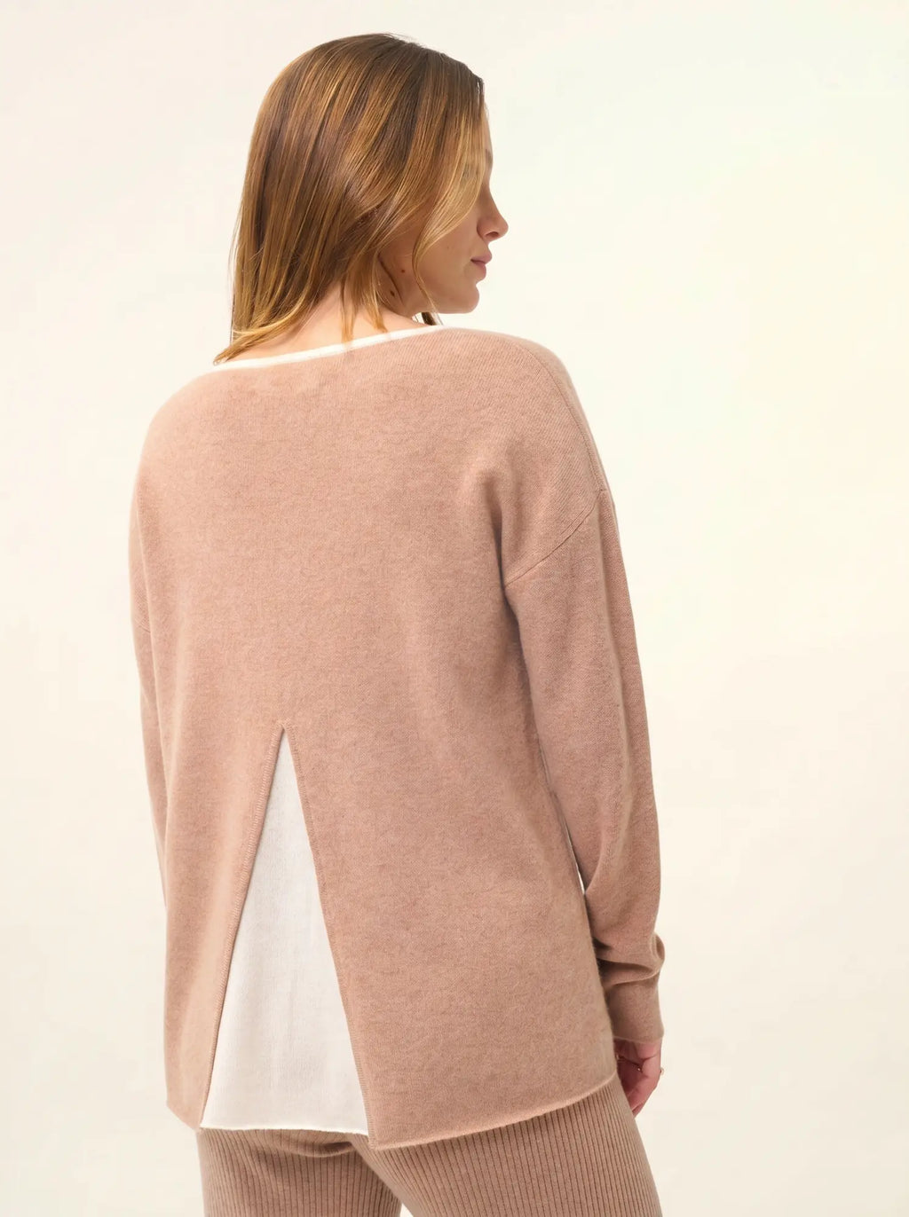 CLOLA pullover rundhalsausschnitt camel meliert
