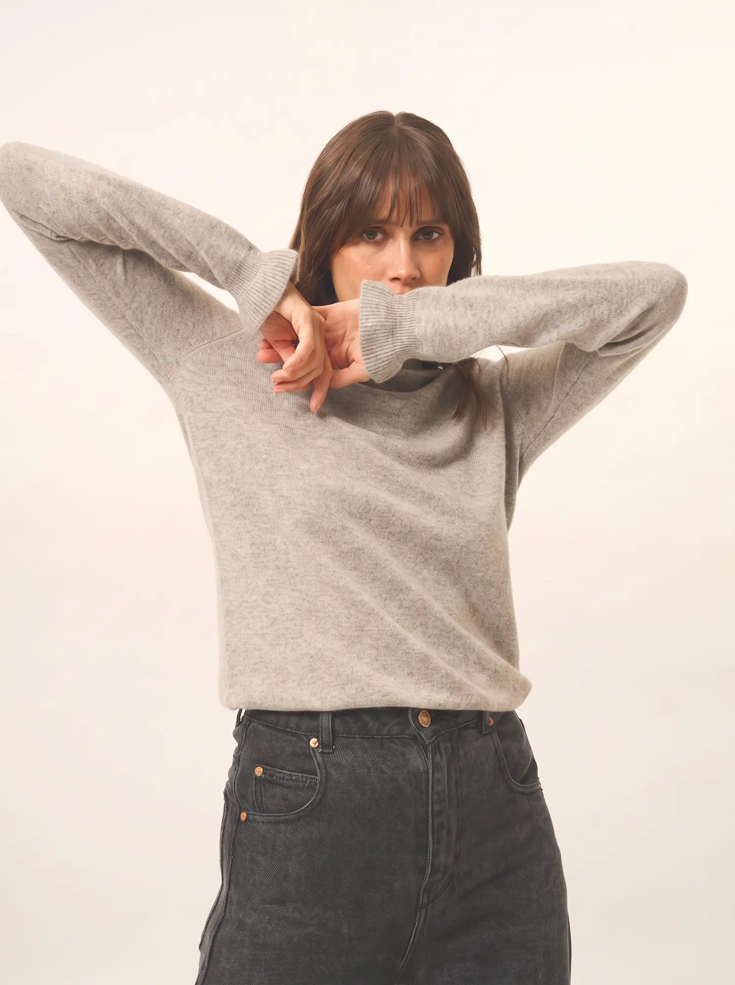 TRILA pull col montant volanté nuage chiné