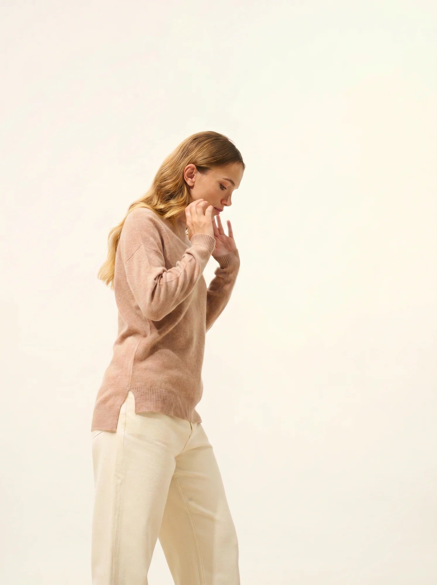 JOSPE pullover rundhalsausschnitt camel meliert
