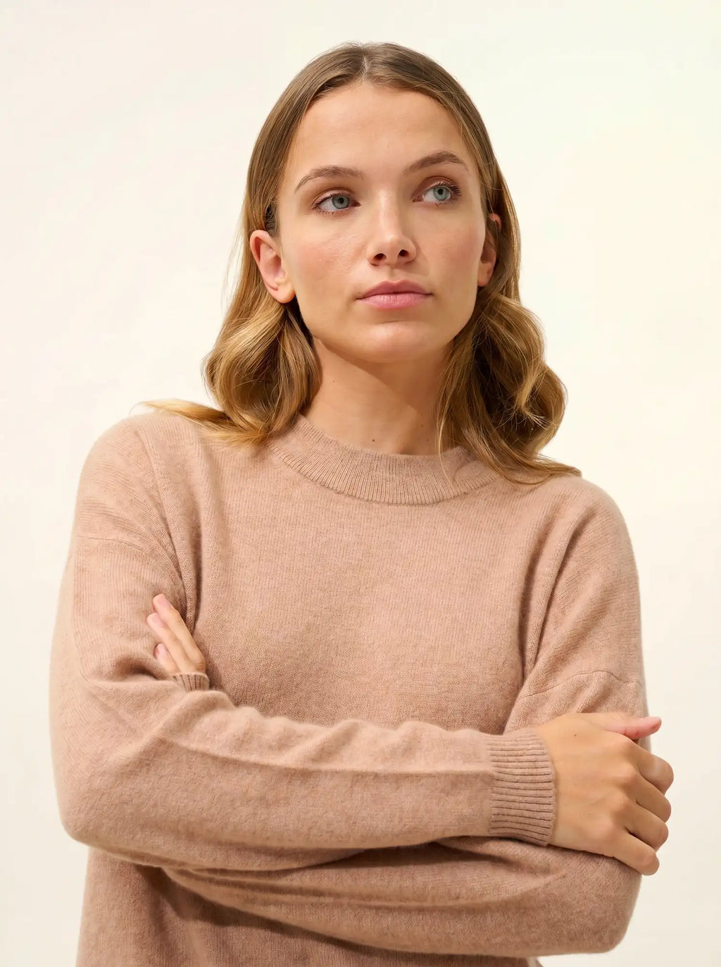 JOSPE pullover rundhalsausschnitt camel meliert
