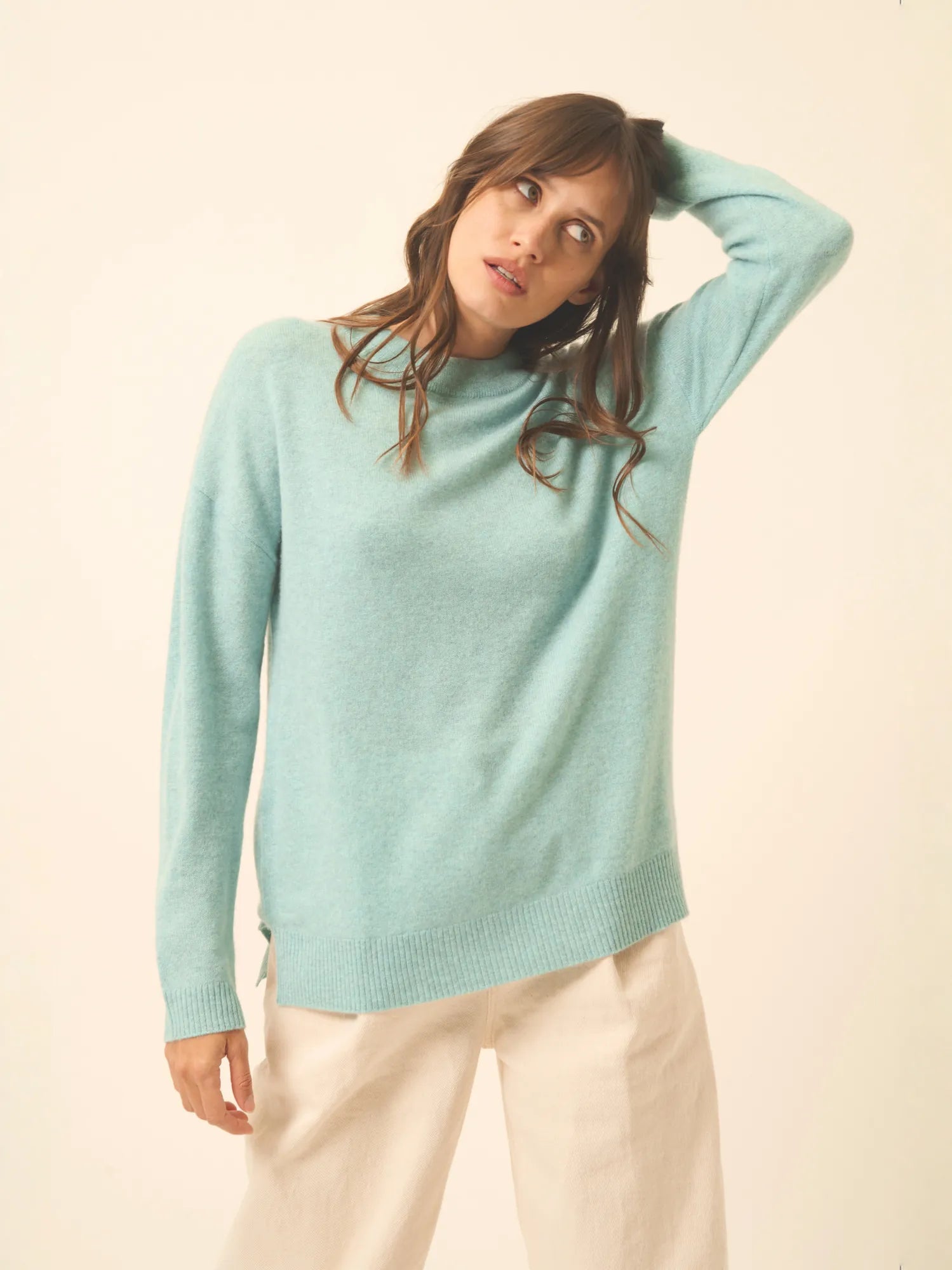 JOSPE pullover rundhalsausschnitt aqua meliert