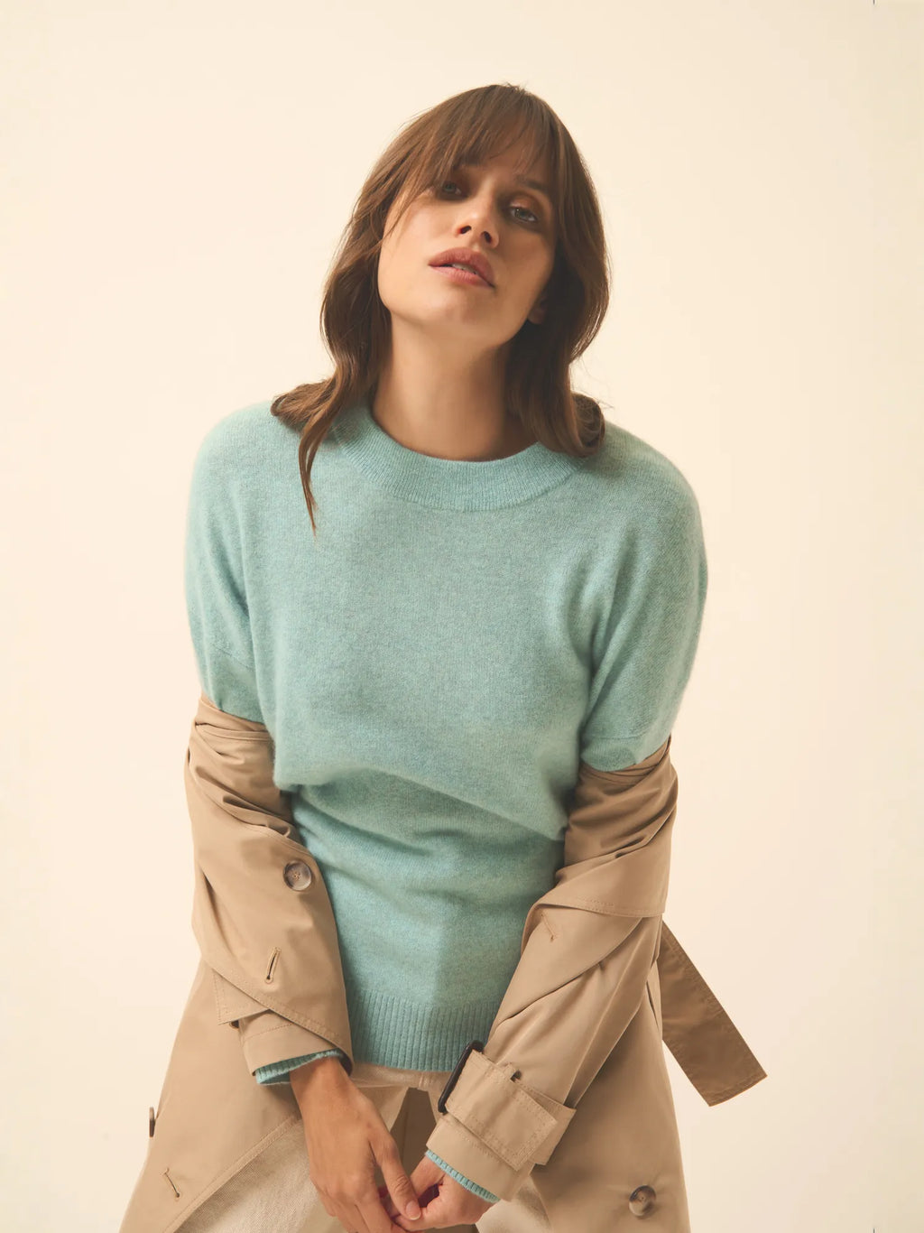 JOSPE pullover rundhalsausschnitt aqua meliert