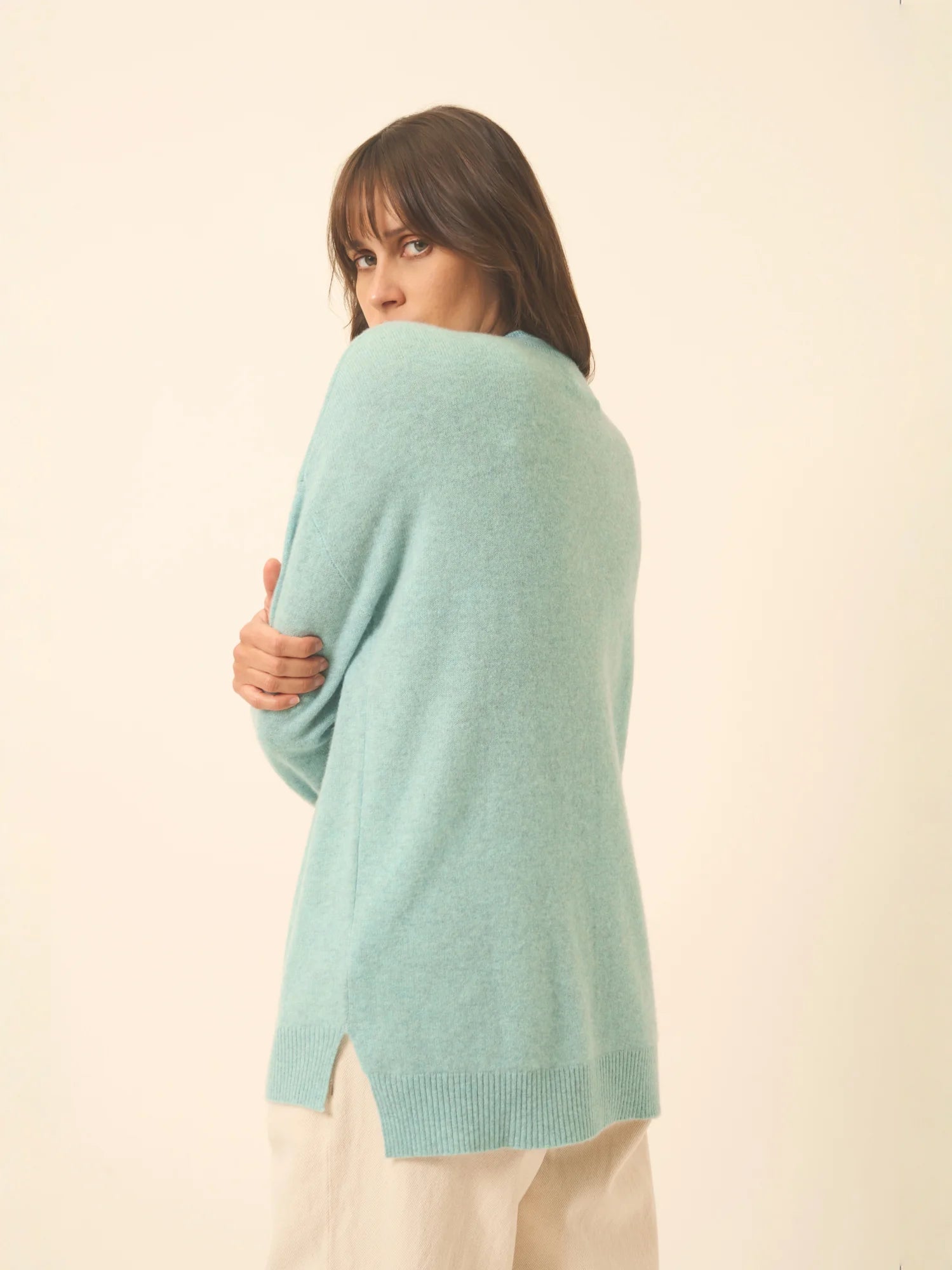 JOSPE pullover rundhalsausschnitt aqua meliert