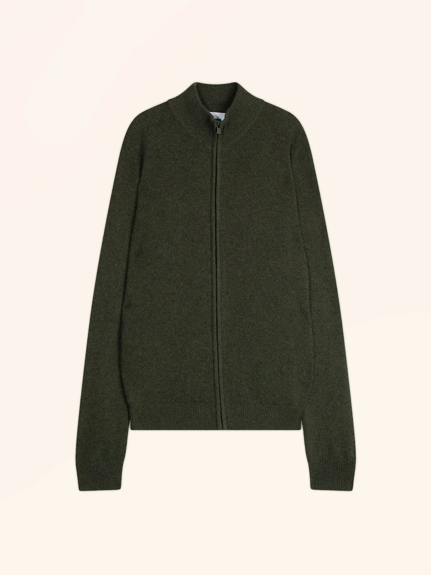 CHARLOTTE gilet zippé col camionneur 4 fils kaki chiné