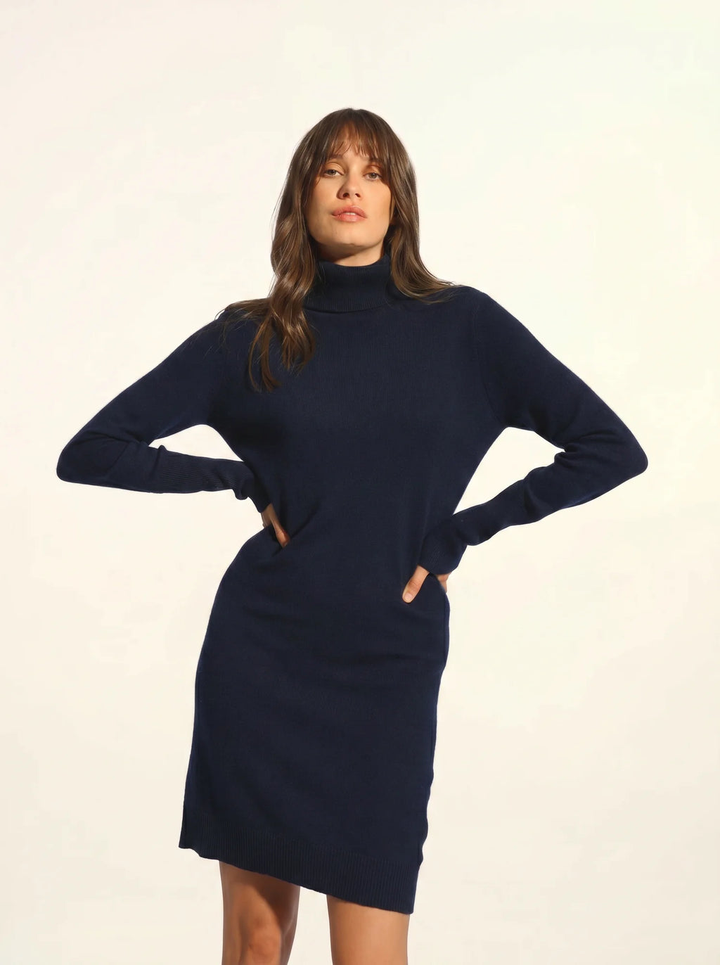 ZOELA kleid rollkragen marineblau